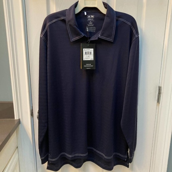 NWT Adidas Taylormade Deep Dark Blue Mens Long Sleeve Golf Polo Shirt XL